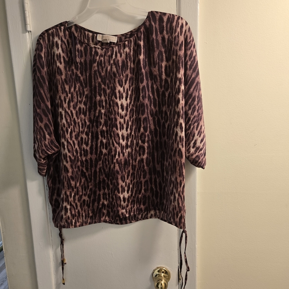 Michael Kors Vintage Grung Animal Print 3/4 Sleeve Blouse  - Size XL - Picture 3 of 13